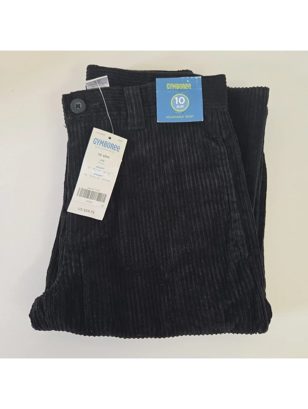 Gymboree Corduroy Pants Black Boy's 10 Slim With Adjustable Waist Holiday